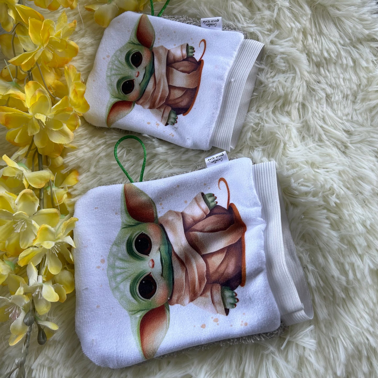 Mitaine de bain extraterrestre vert
