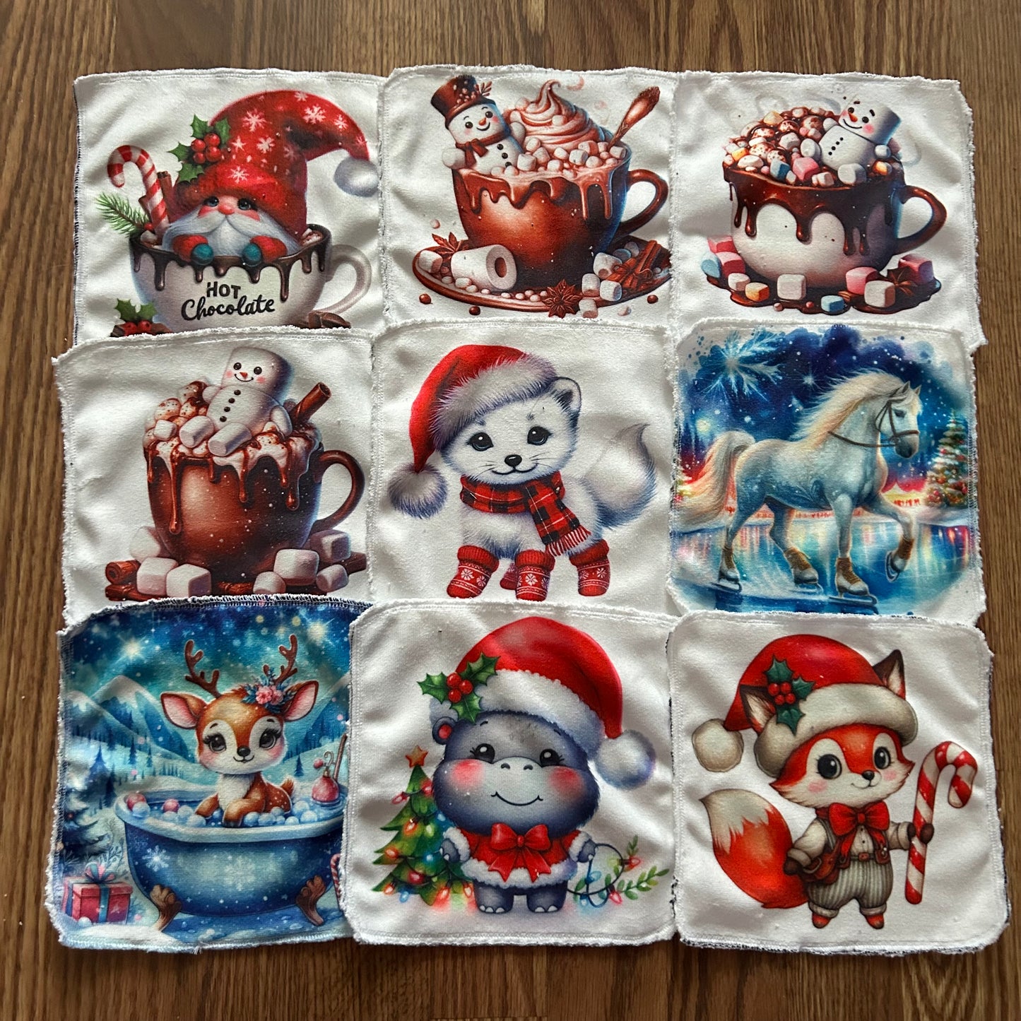 Débarbouillette gnome animaux noel