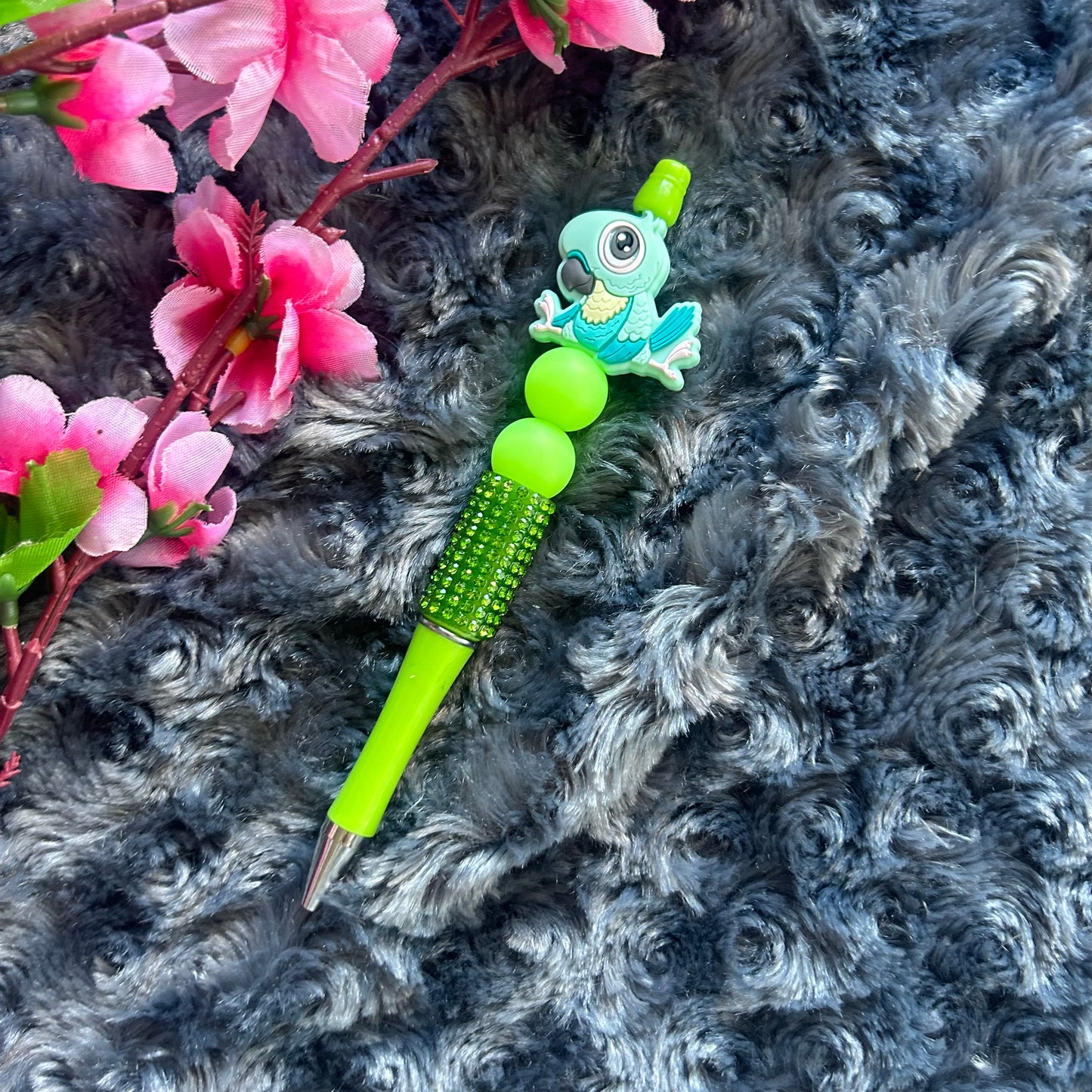 Stylo bling bling perroquet