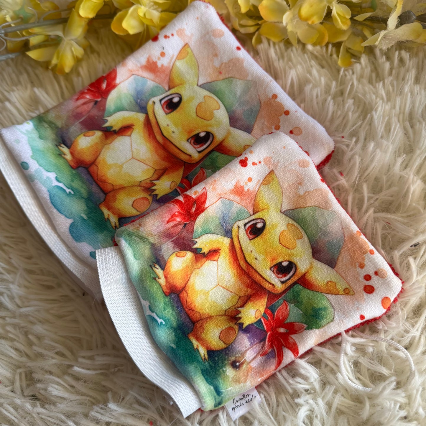 Mitaine de bain monstre poke jaune