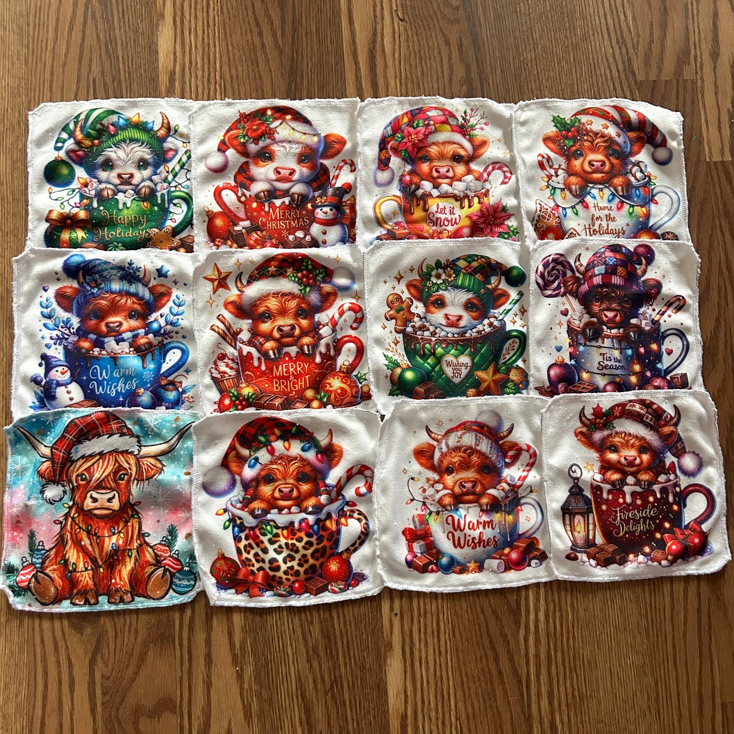 Débarbouillette chocolat chaud vache noel