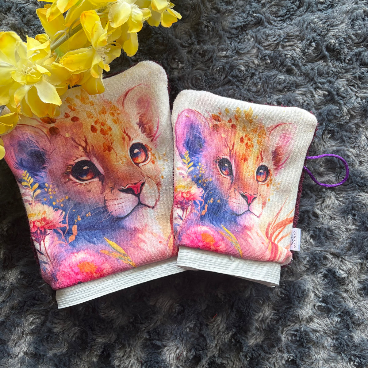 Mitaine de bain princesse leopard