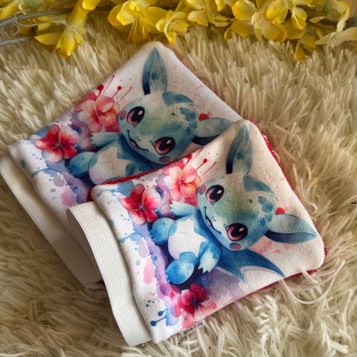 Mitaine de bain monstre poke bleu