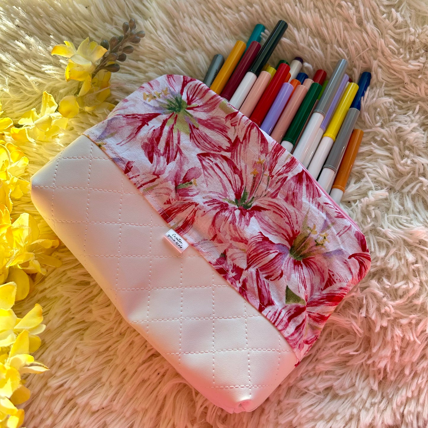 Trousse de crayon / maquillage fleurie