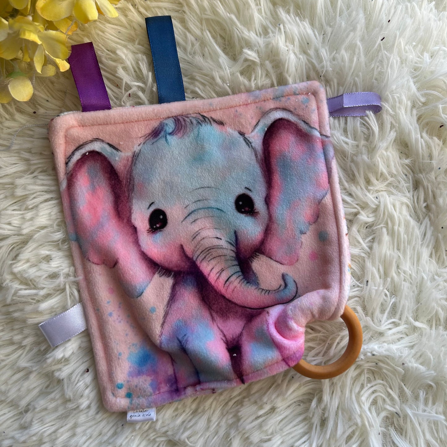 Doudou étiquette elephant