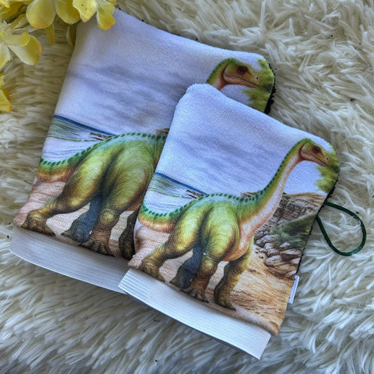 Mitaine de bain dino