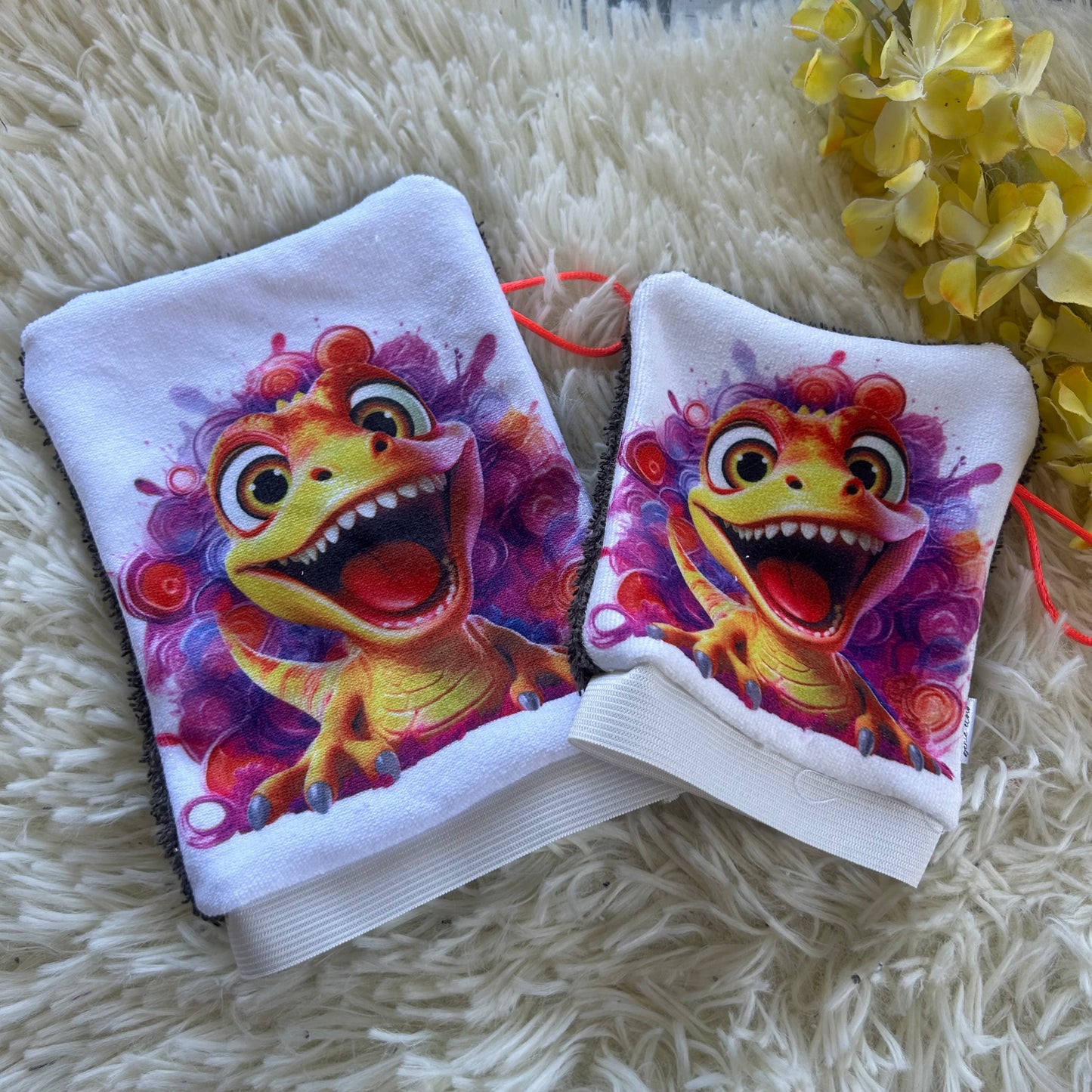 Mitaine de bain dino