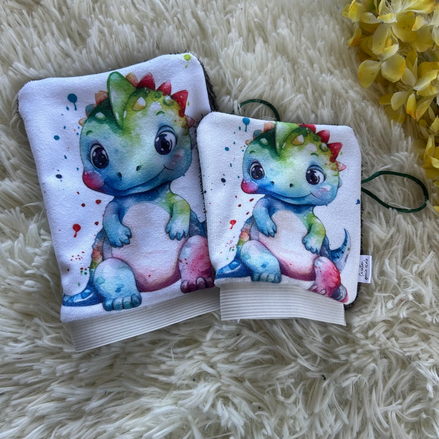Mitaine de bain dino