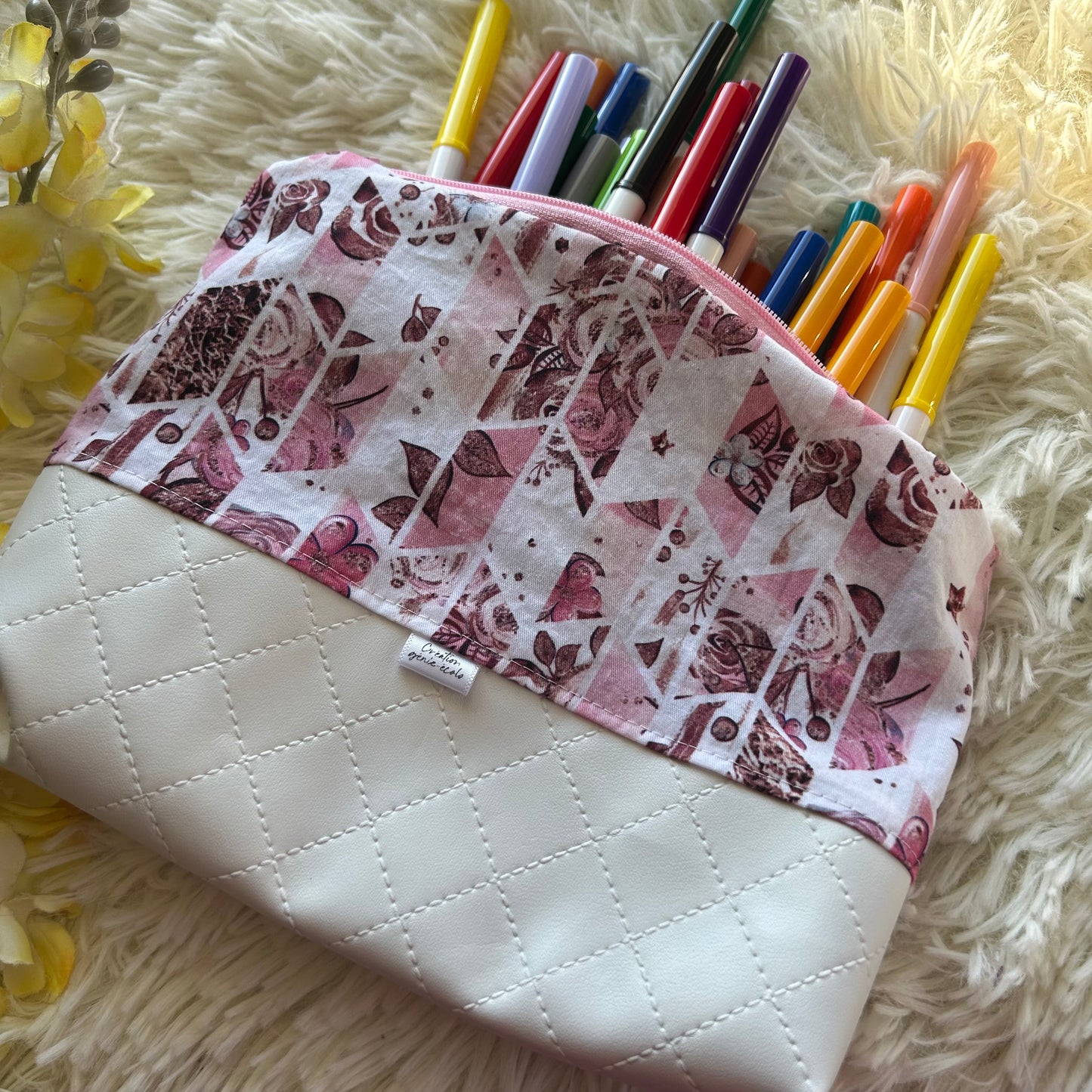 Trousse de crayon / maquillage fleurie