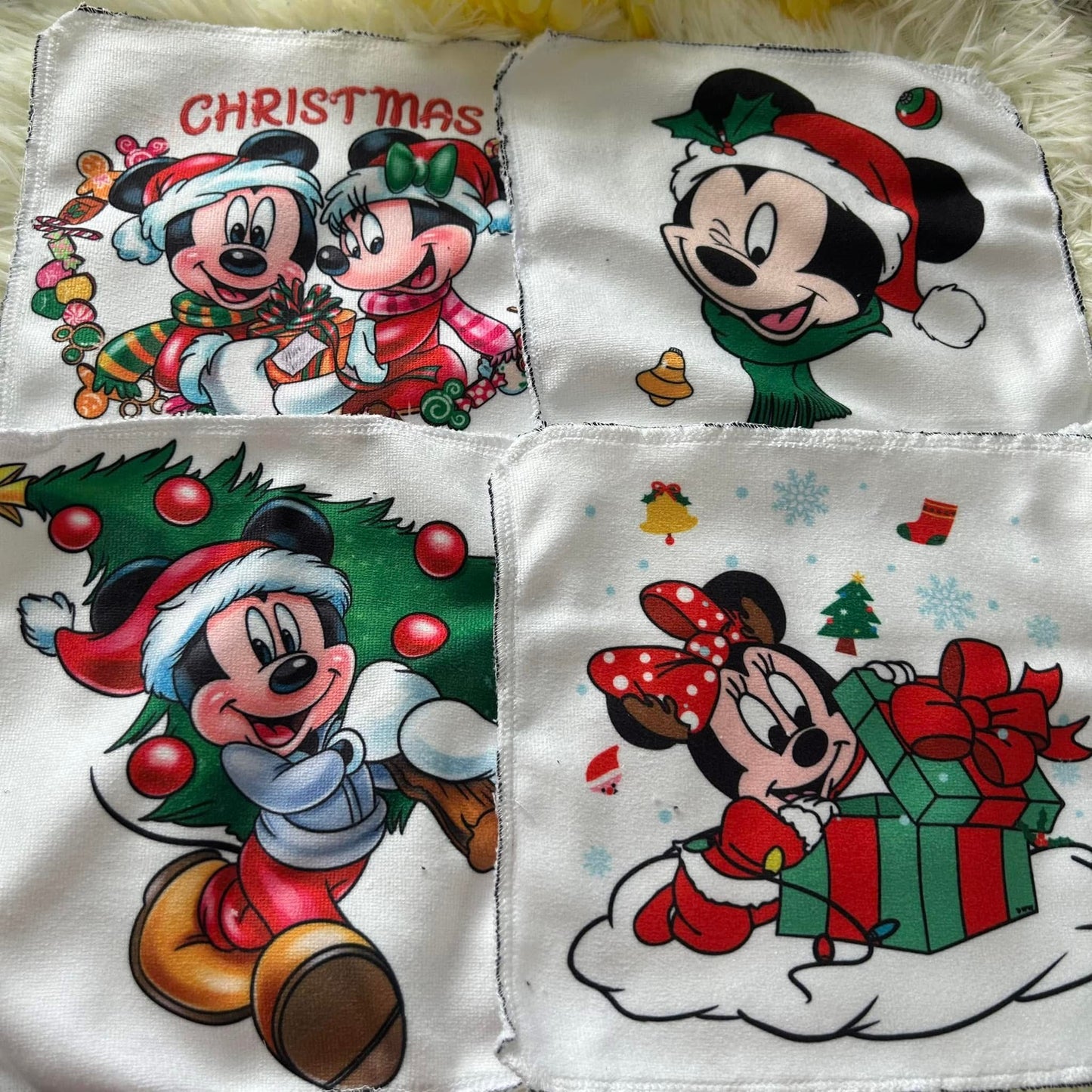 Débarbouillette personnage souris Noël