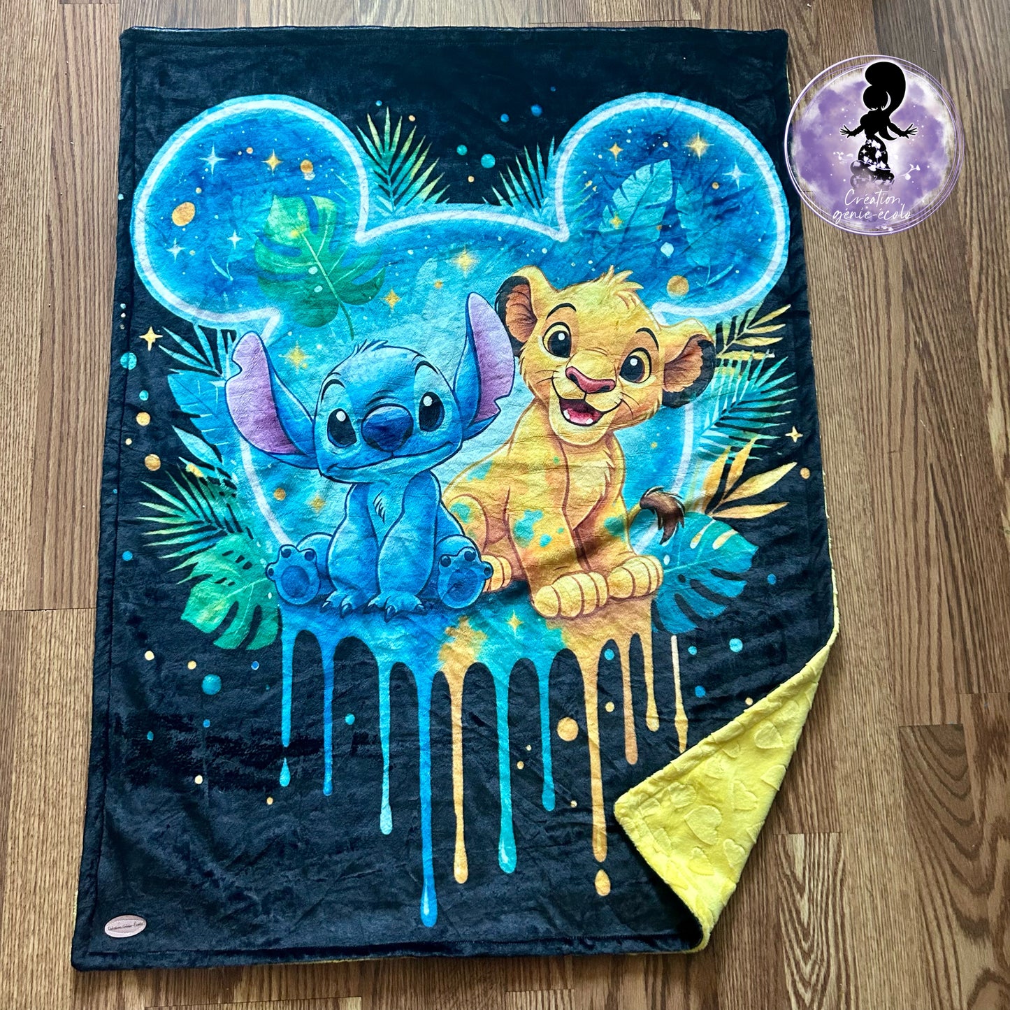 Doudou 30x40 lion extraterrestre bleu