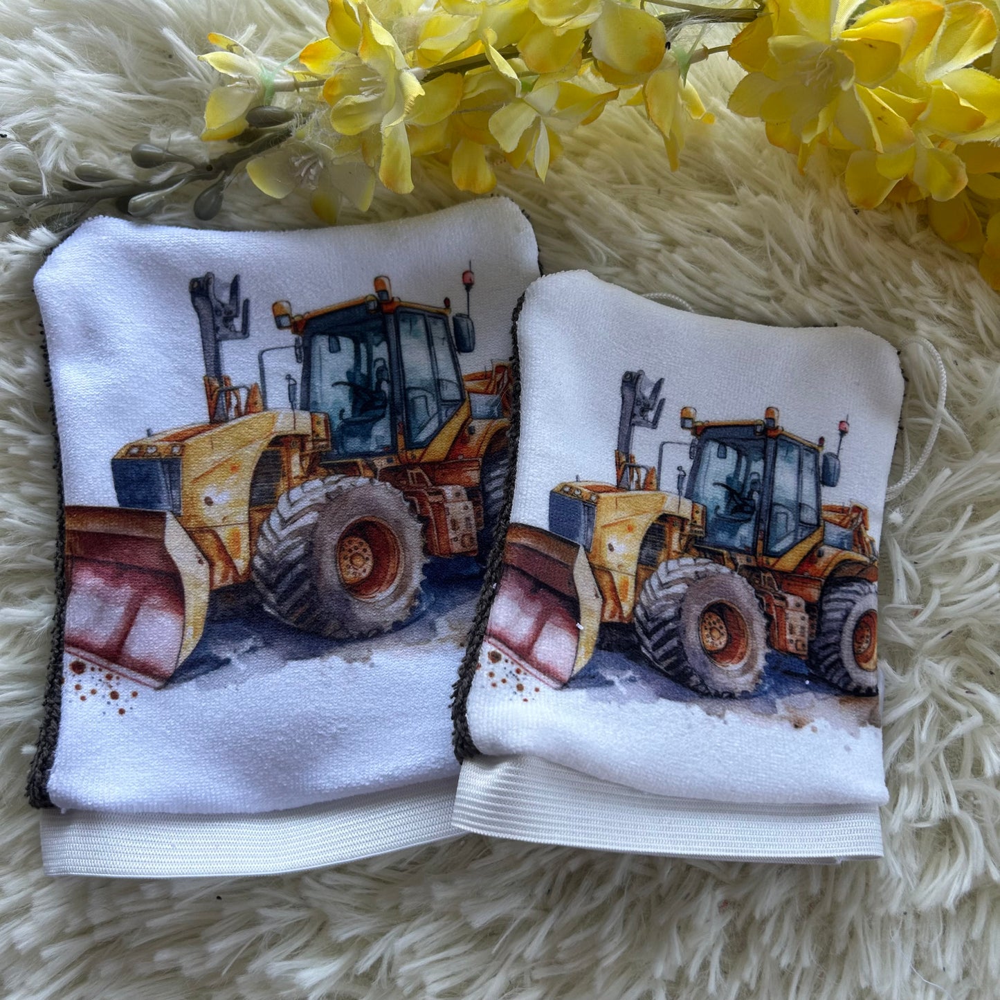 Mitaine de bain tracteur