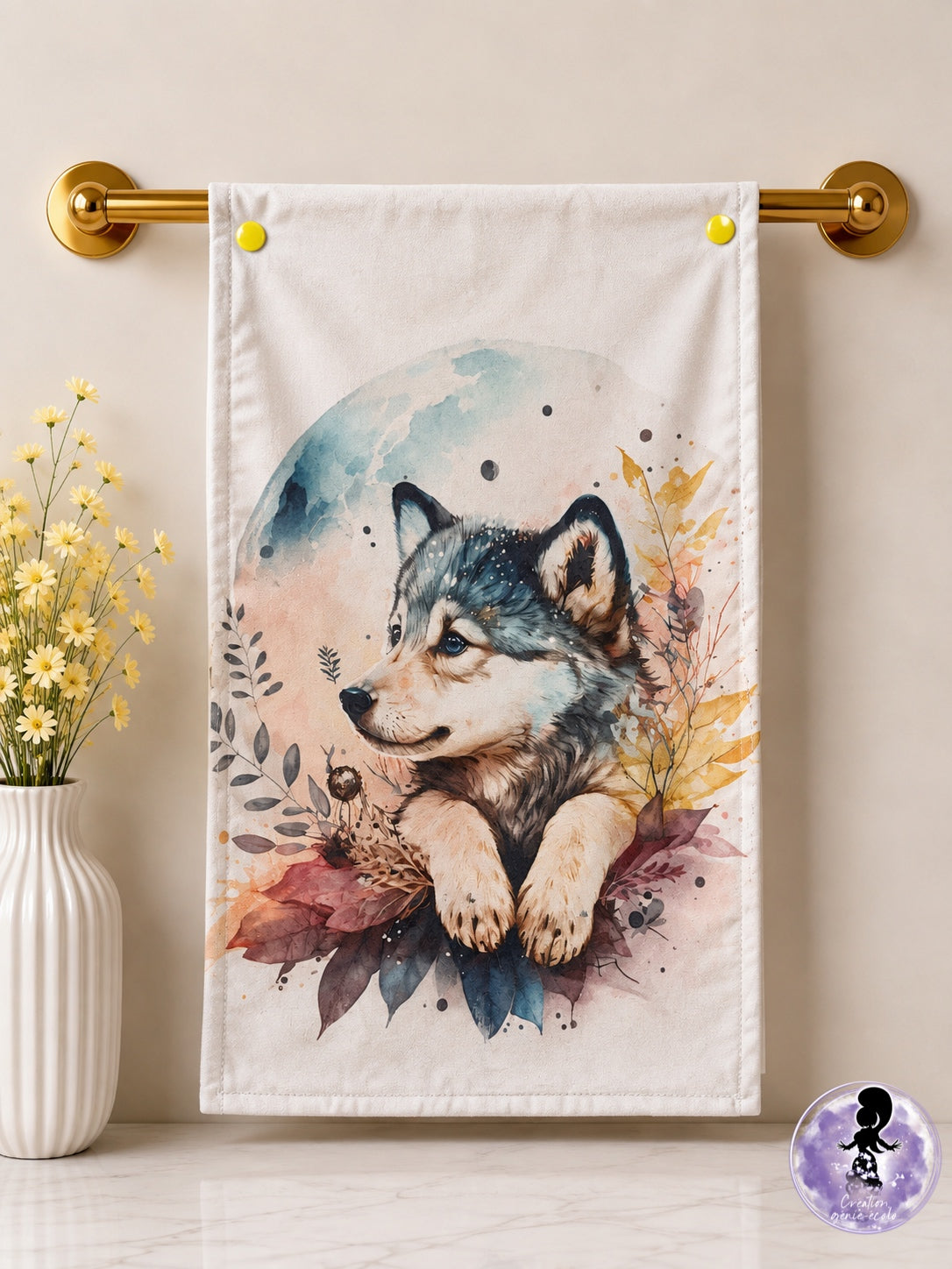 Serviette à main loup