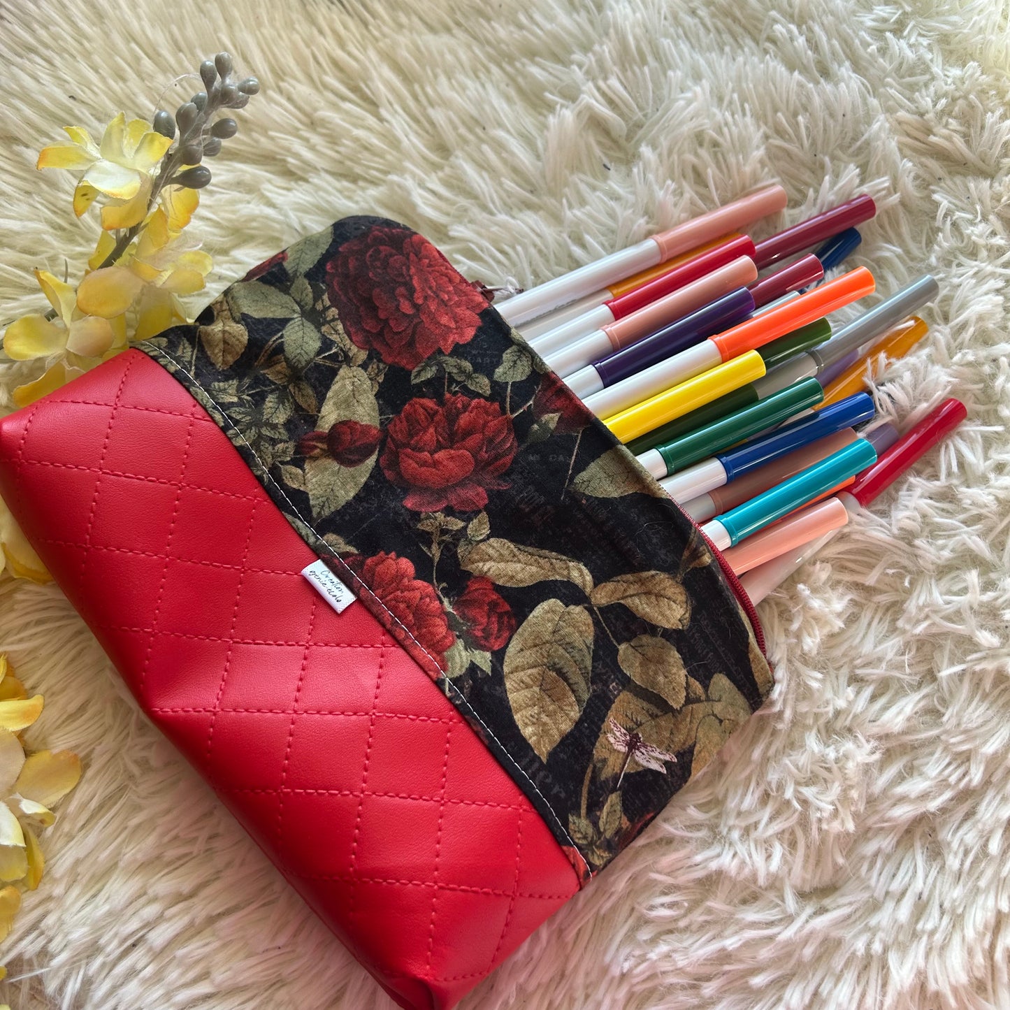Trousse de crayon / maquillage fleurie