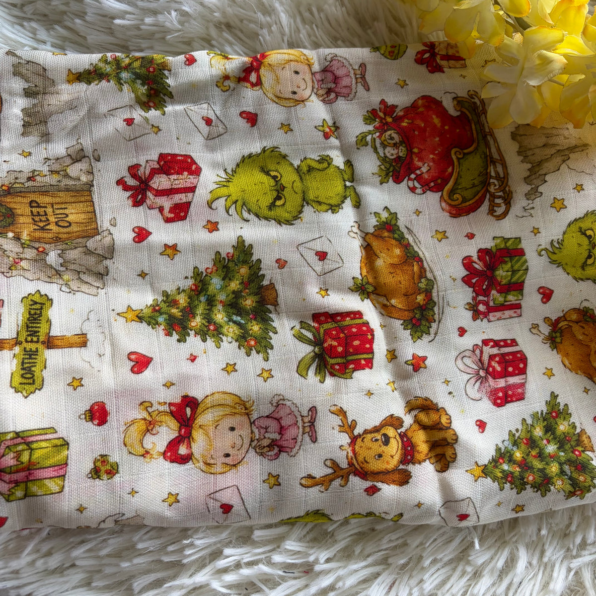 Mousseline de bambou grincheux noel