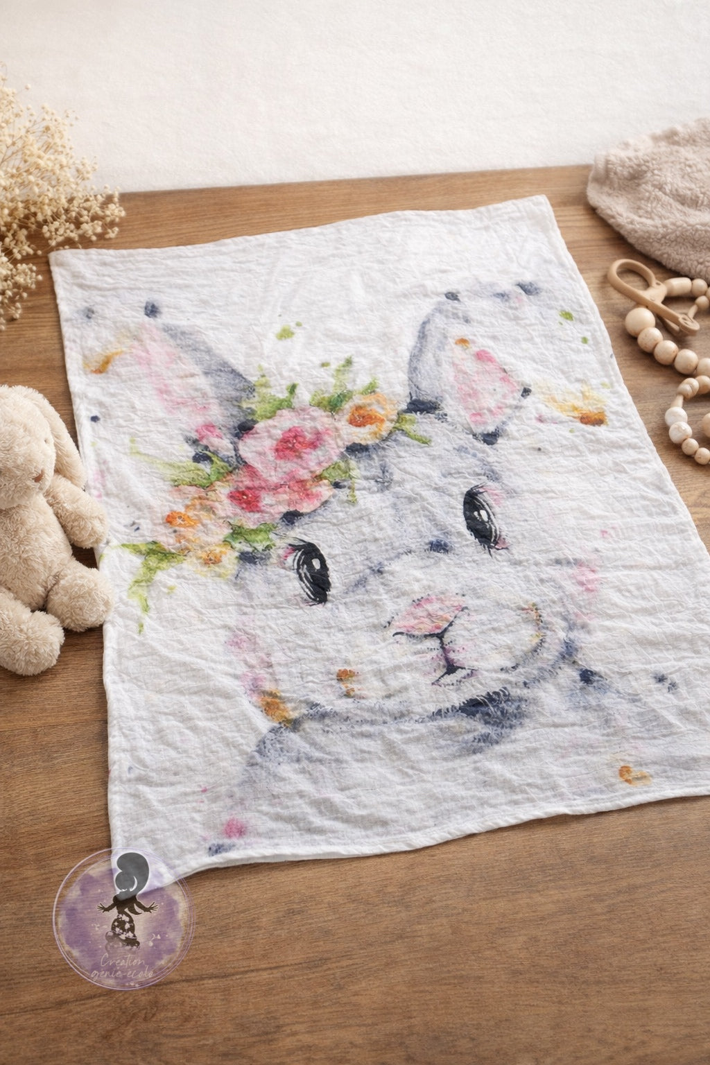 Mousseline de coton lapin