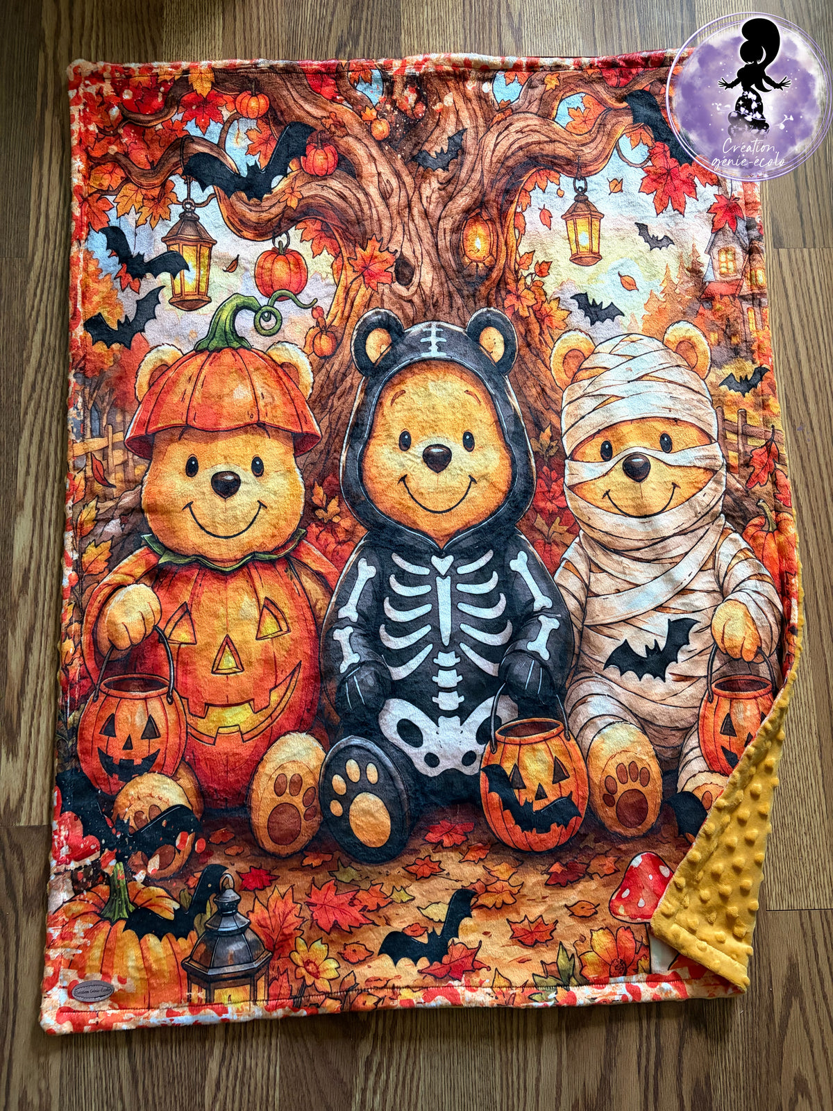 Doudou 30x40 ourson Halloween