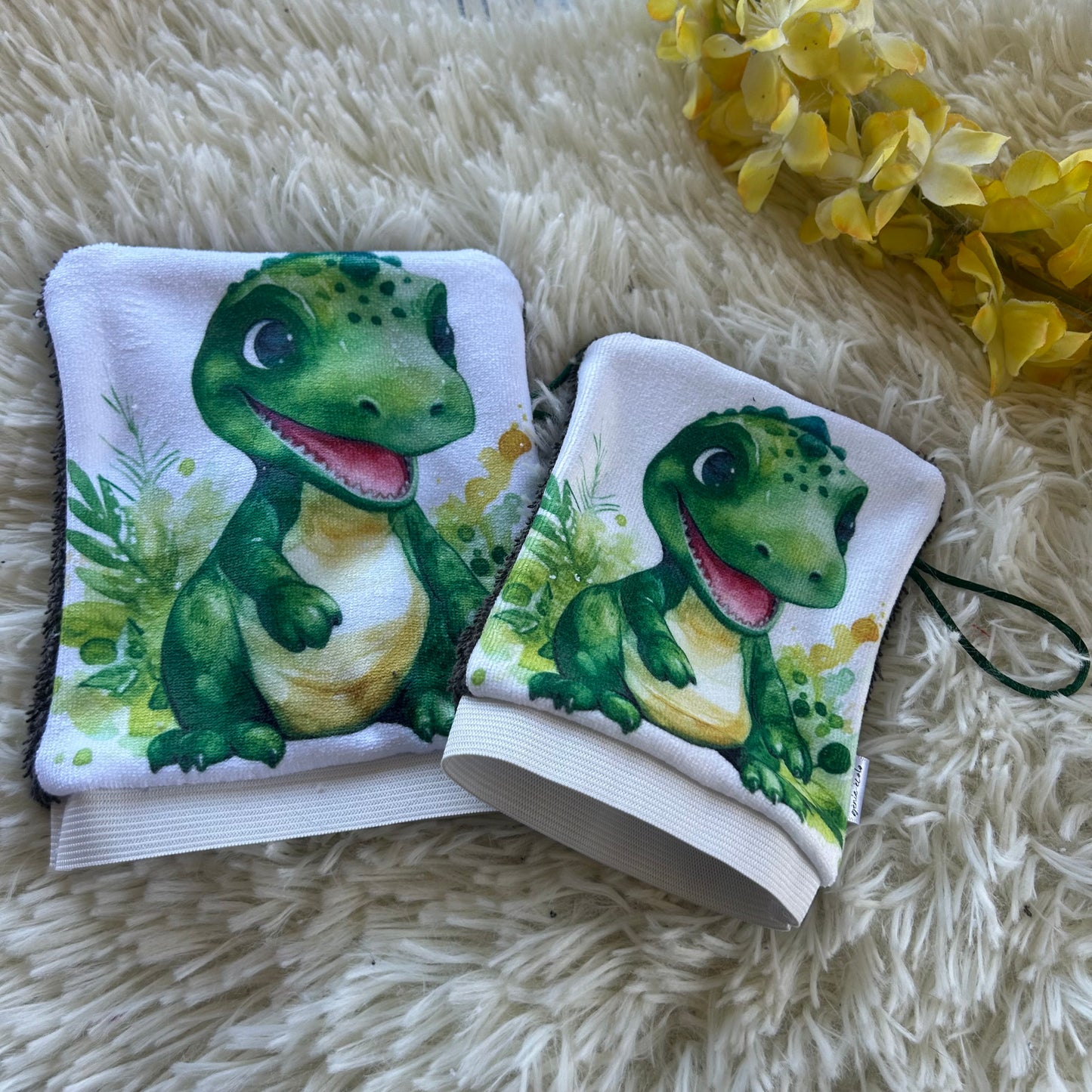 Mitaine de bain dino