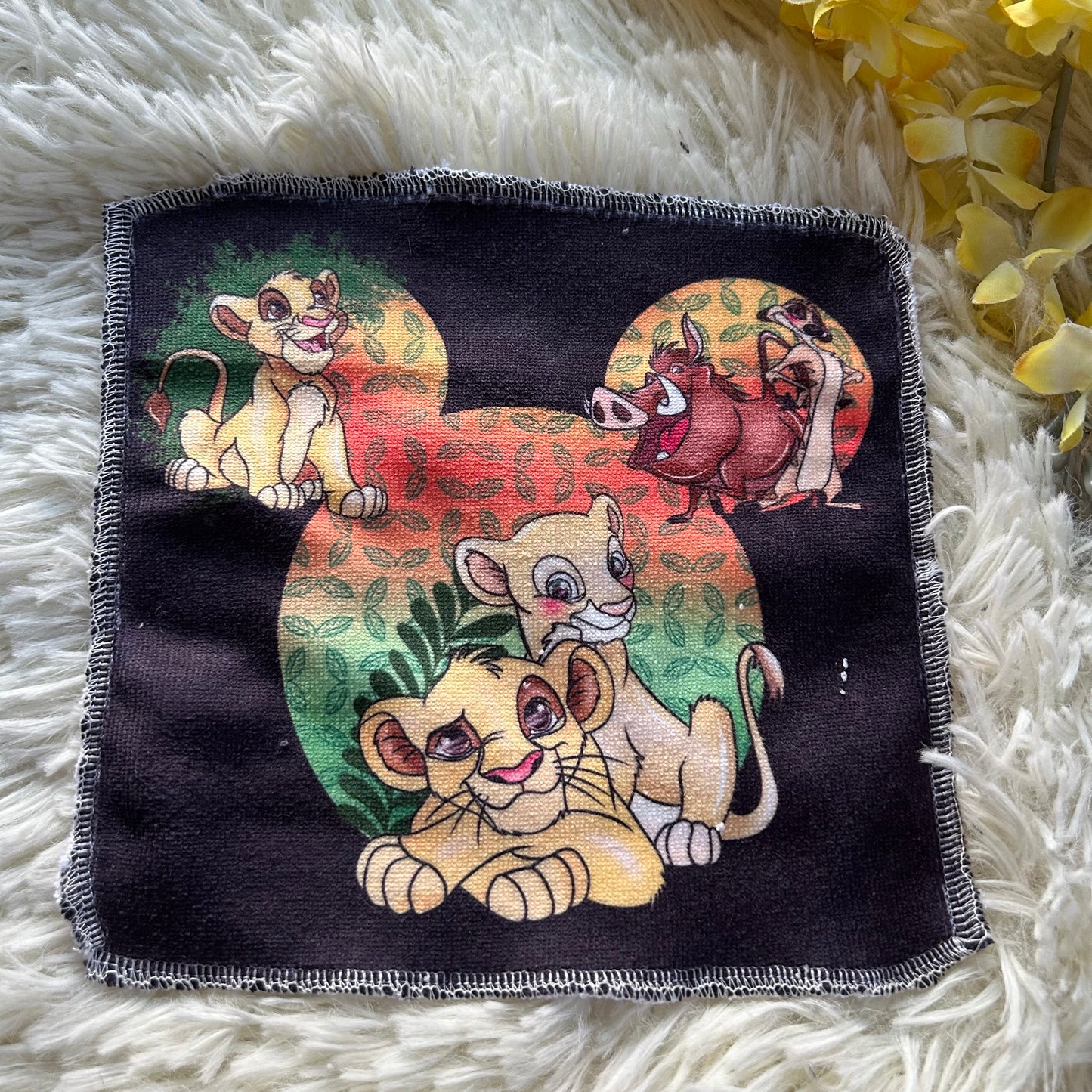 Débarbouillette personnage chat / lion