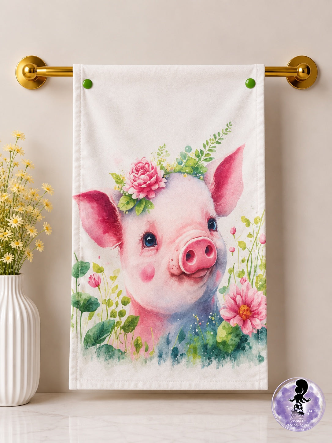 Serviette à main cochon
