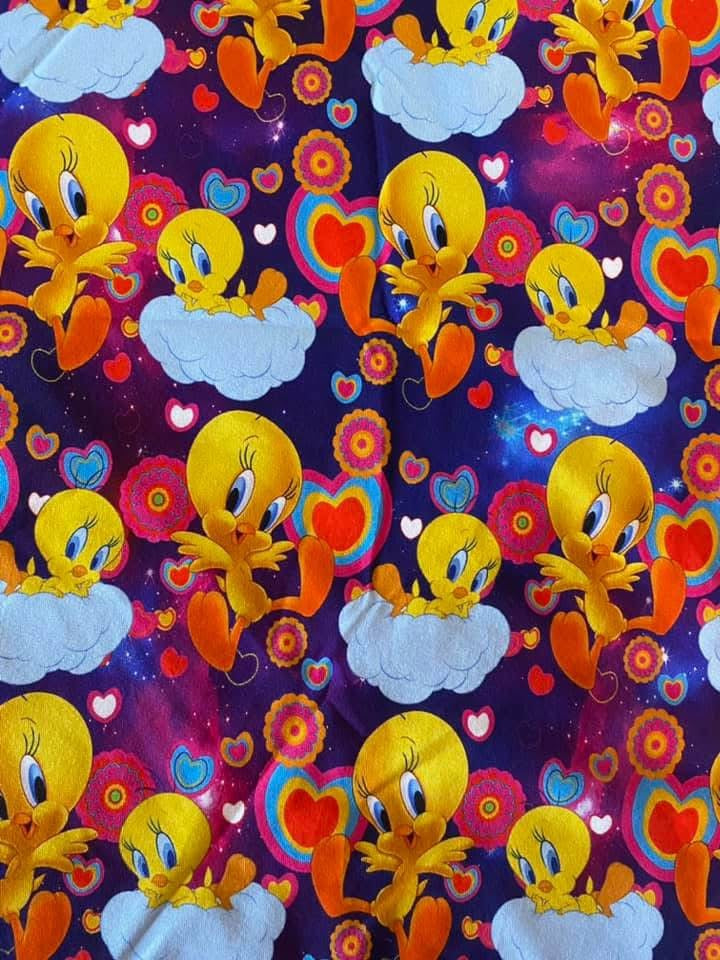 Serviette hygiénique lavable coton lycra oiseau