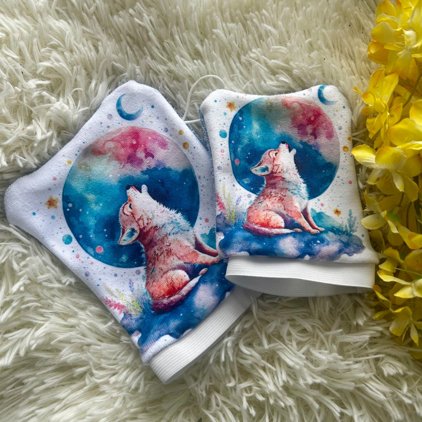 Mitaine de bain loup