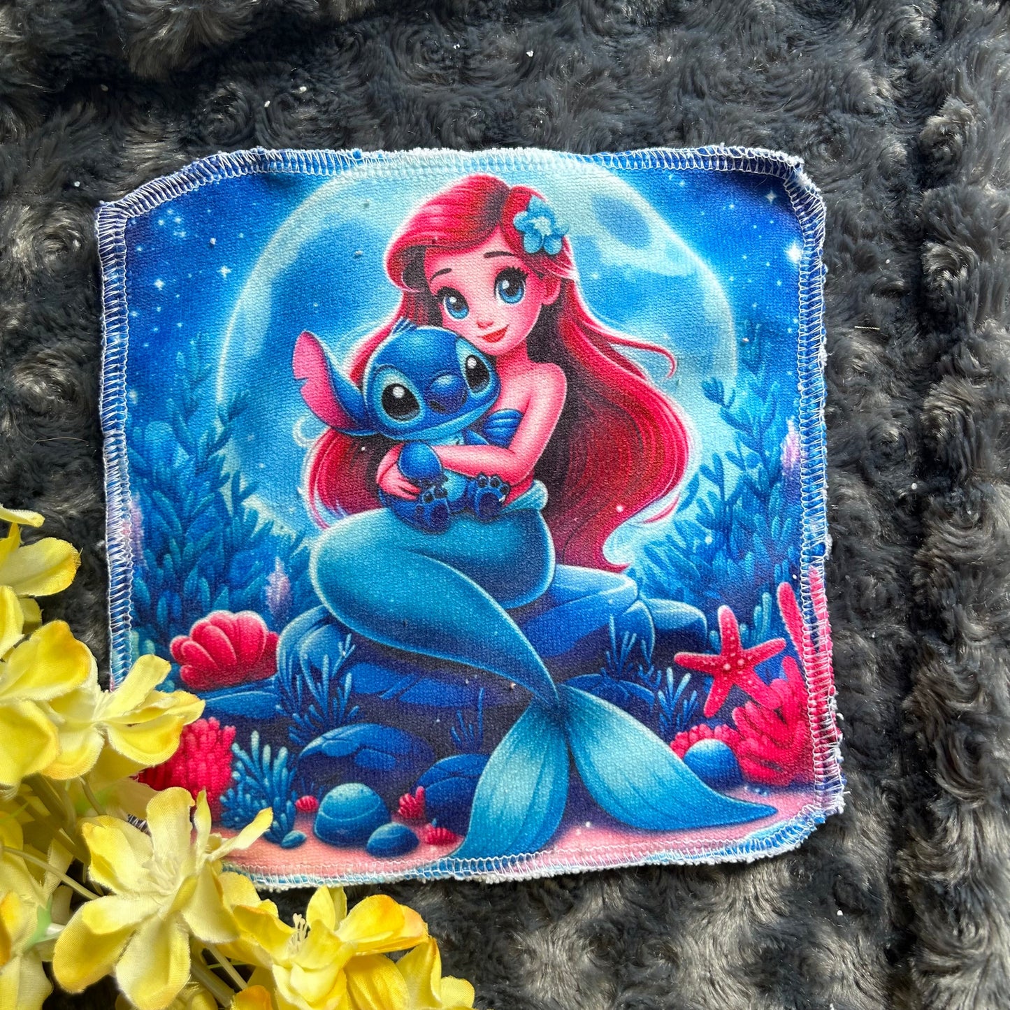 Débarbouillette princesse extraterrestre bleu