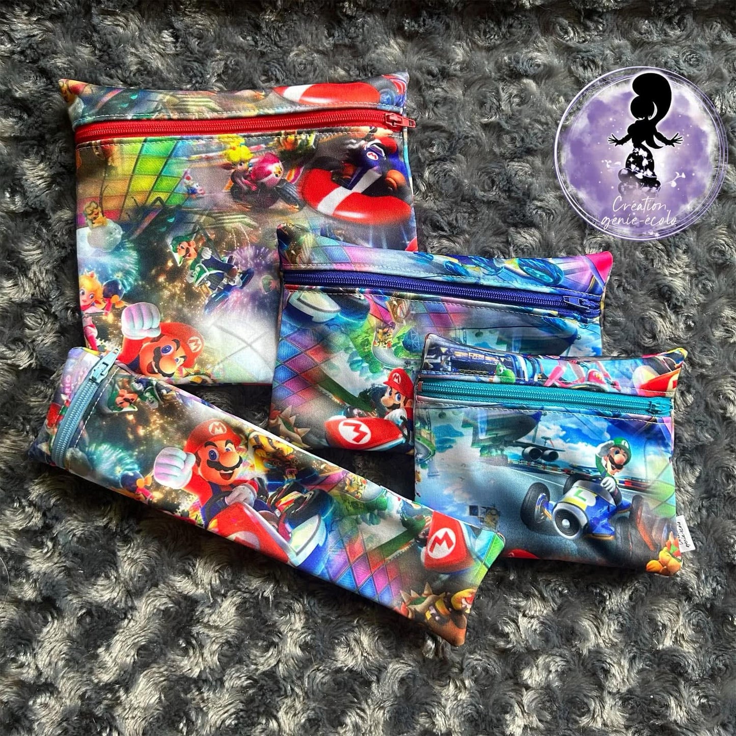 Kit sac à sandwich/collation/ustencile jeux video mario