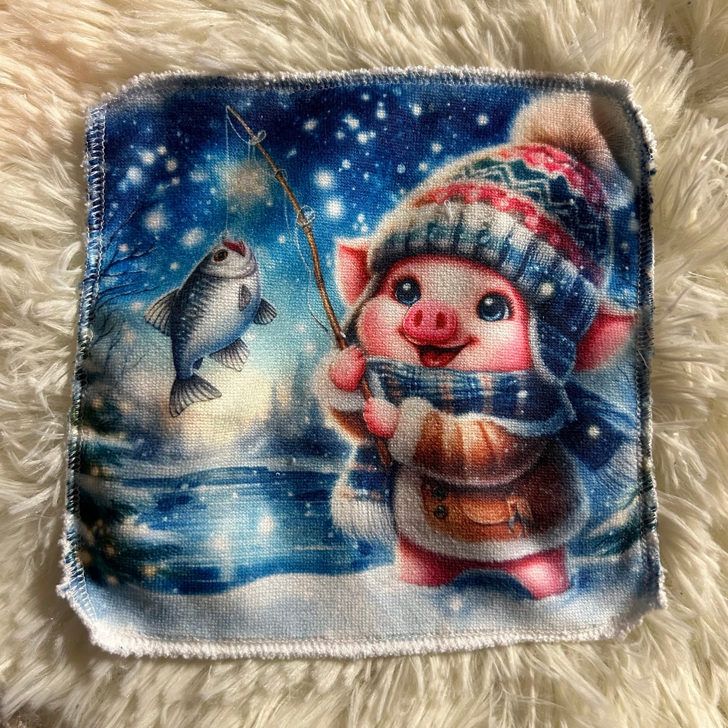 Débarbouillette cochon pingouin  hivers
