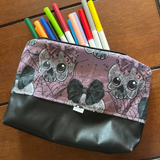 Trousse de crayon / maquillage crane Halloween