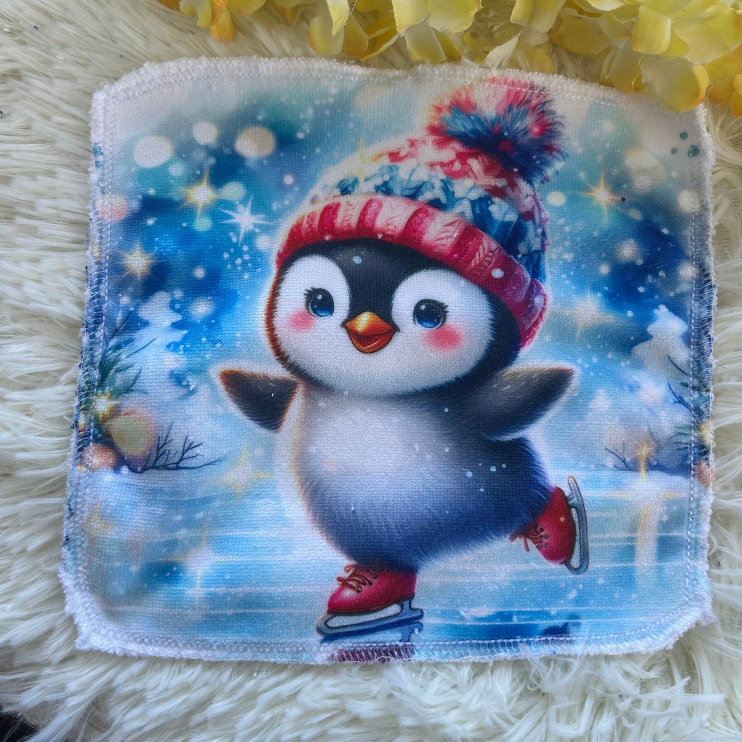 Débarbouillette cochon pingouin  hivers