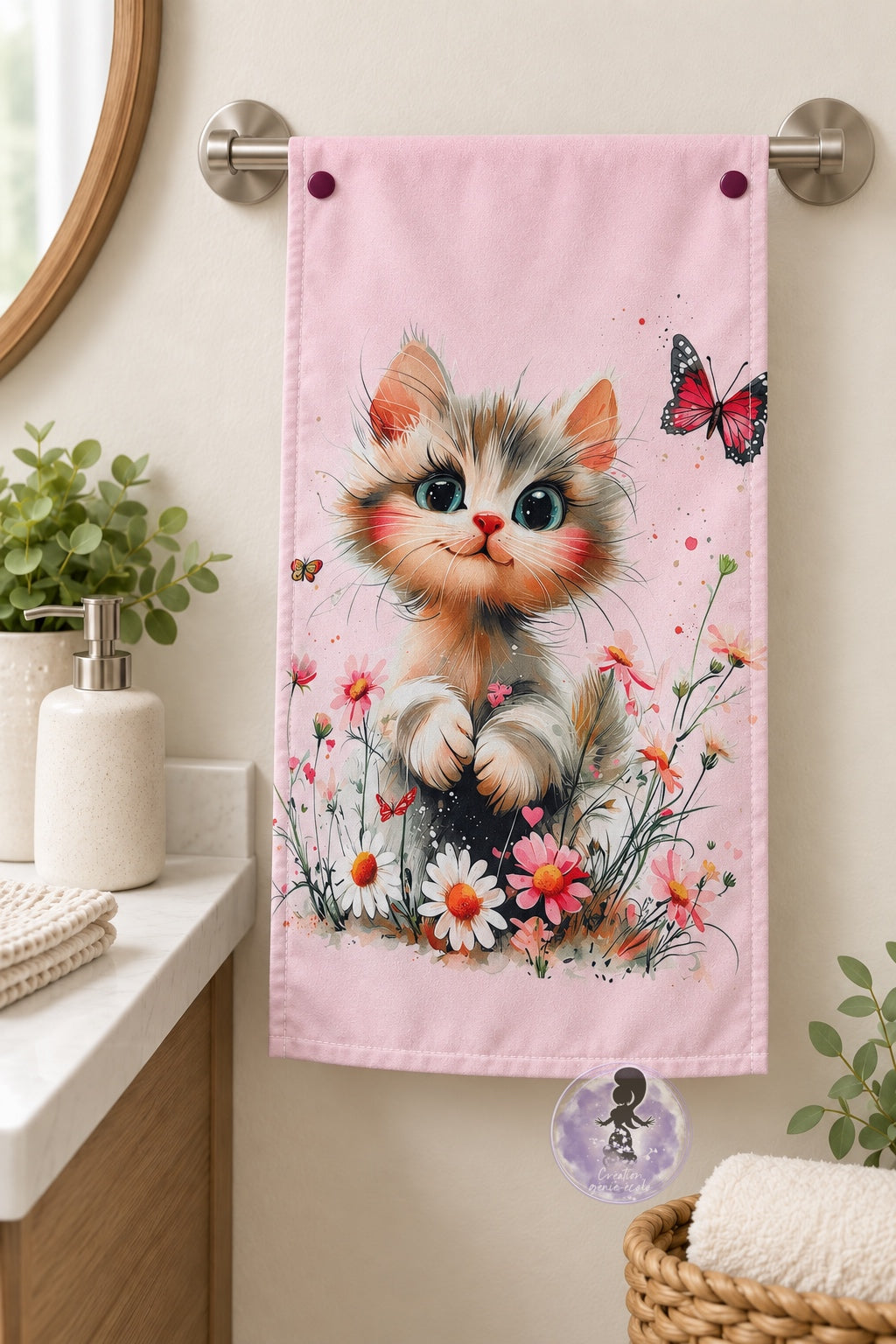 Serviette à main chat