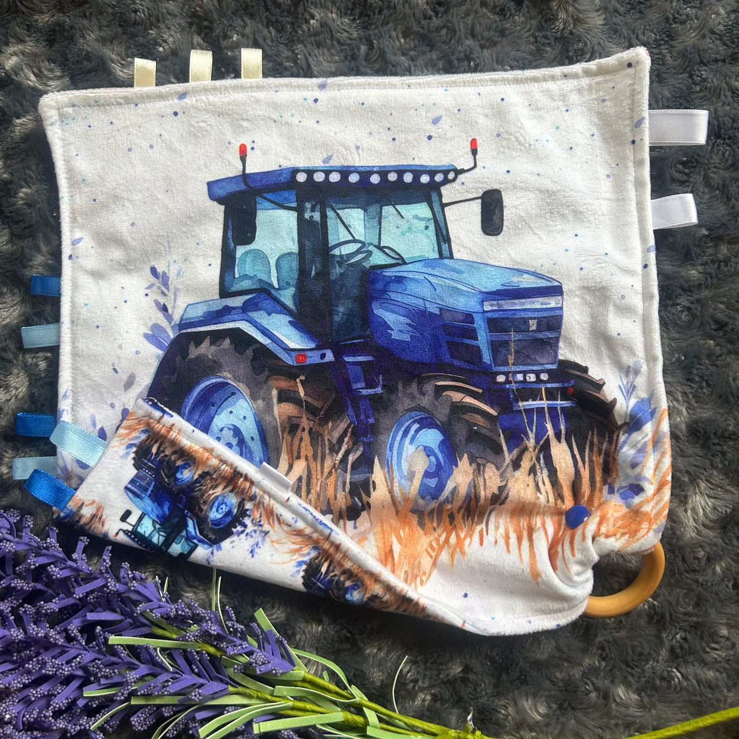 Doudou étiquette tracteur