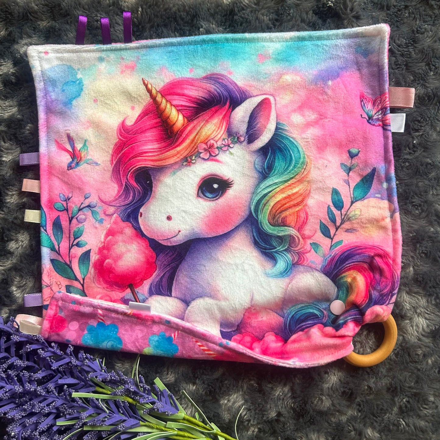 Doudou étiquette licorne