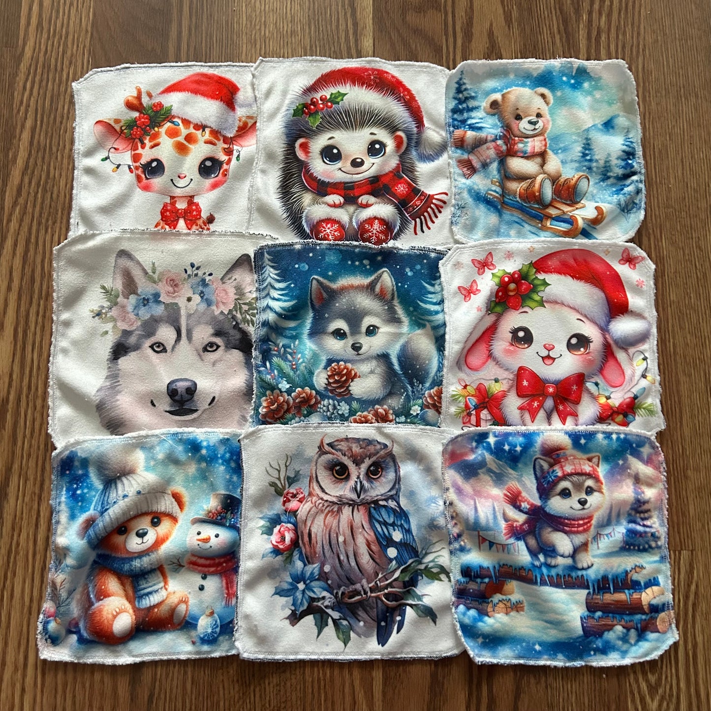 Débarbouillette  huski chien animaux noel