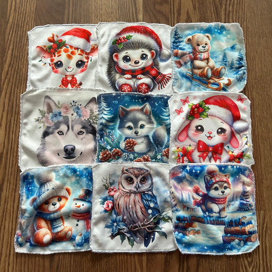 Débarbouillette  huski chien animaux noel