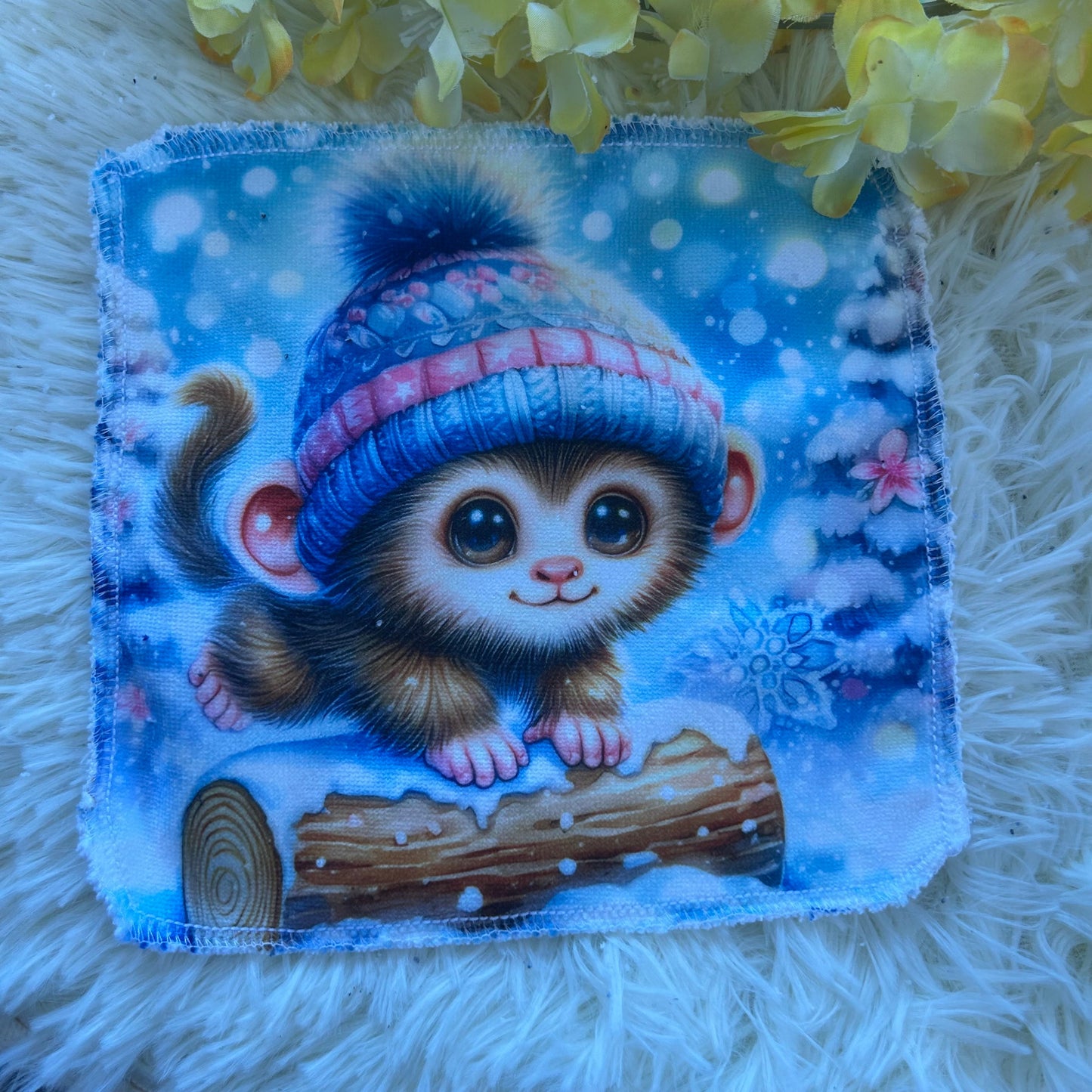 Débarbouillette singe ours cerf hivers