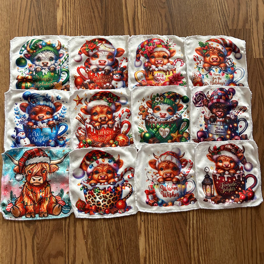 Débarbouillette chocolat chaud vache  noel