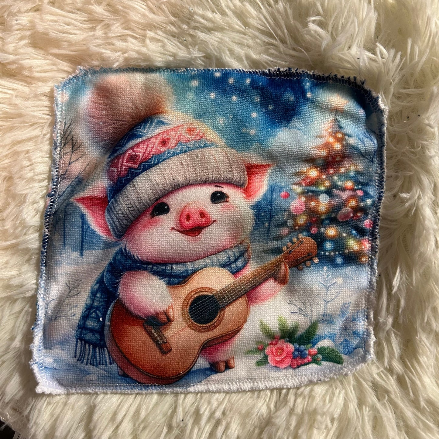 Débarbouillette cochon pingouin  hivers