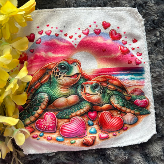 Débarbouillette tortue amour