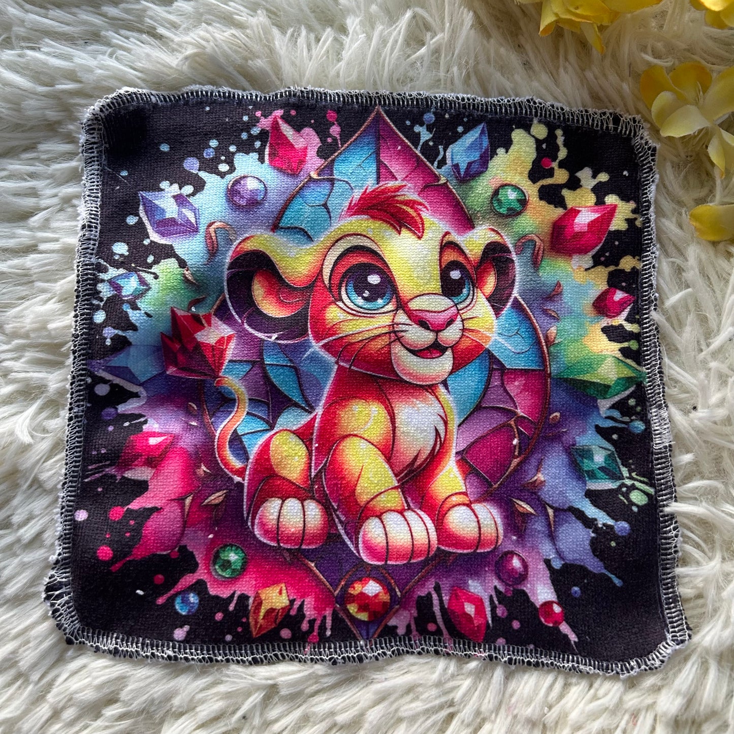 Débarbouillette personnage  chat / lion