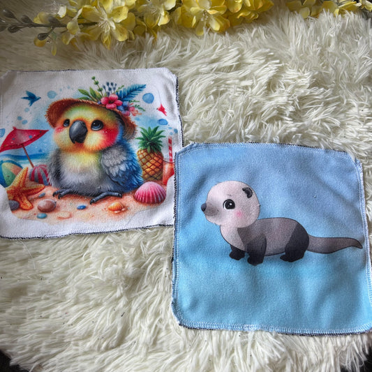 Débarbouillette loutre oiseau