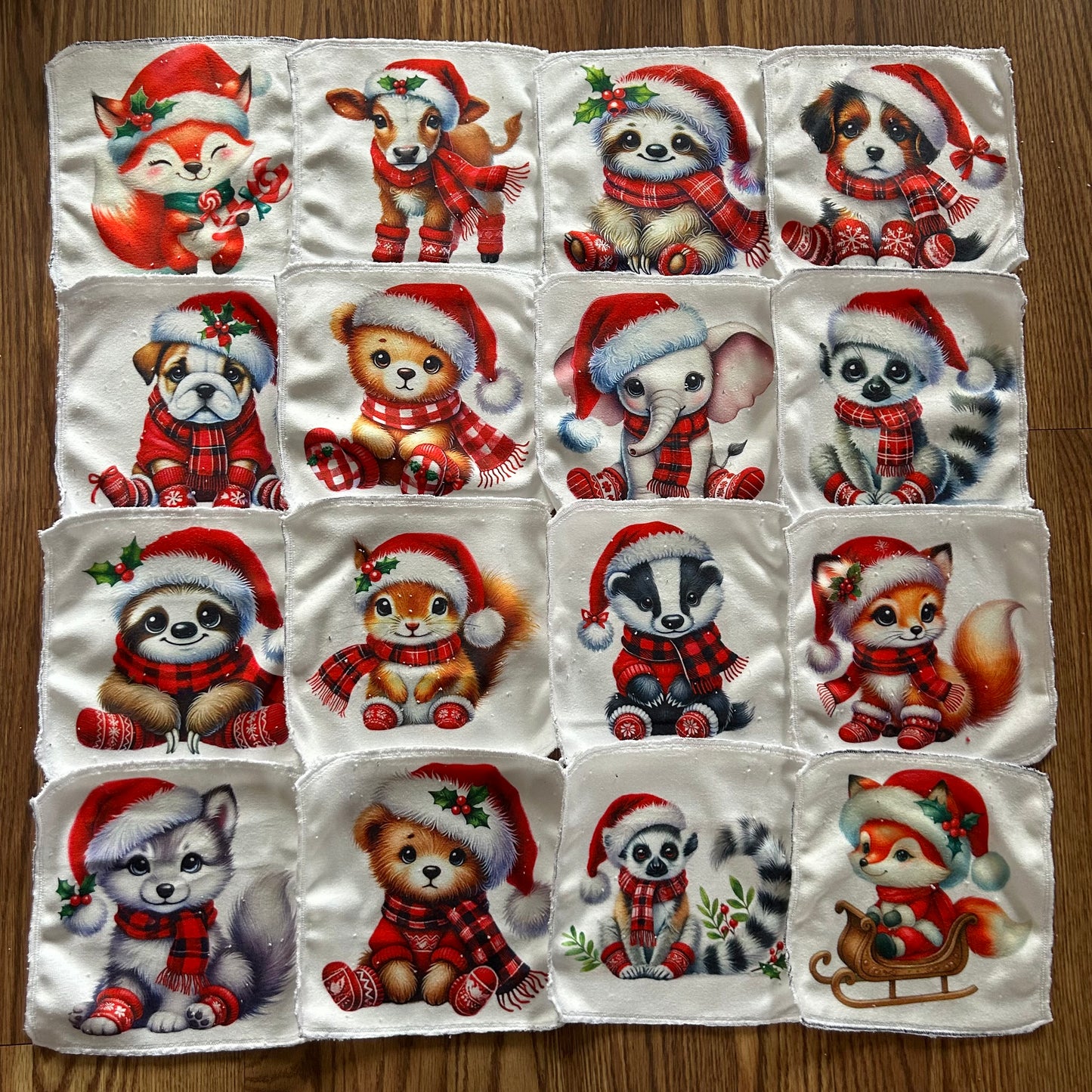 Débarbouillette animaux noel