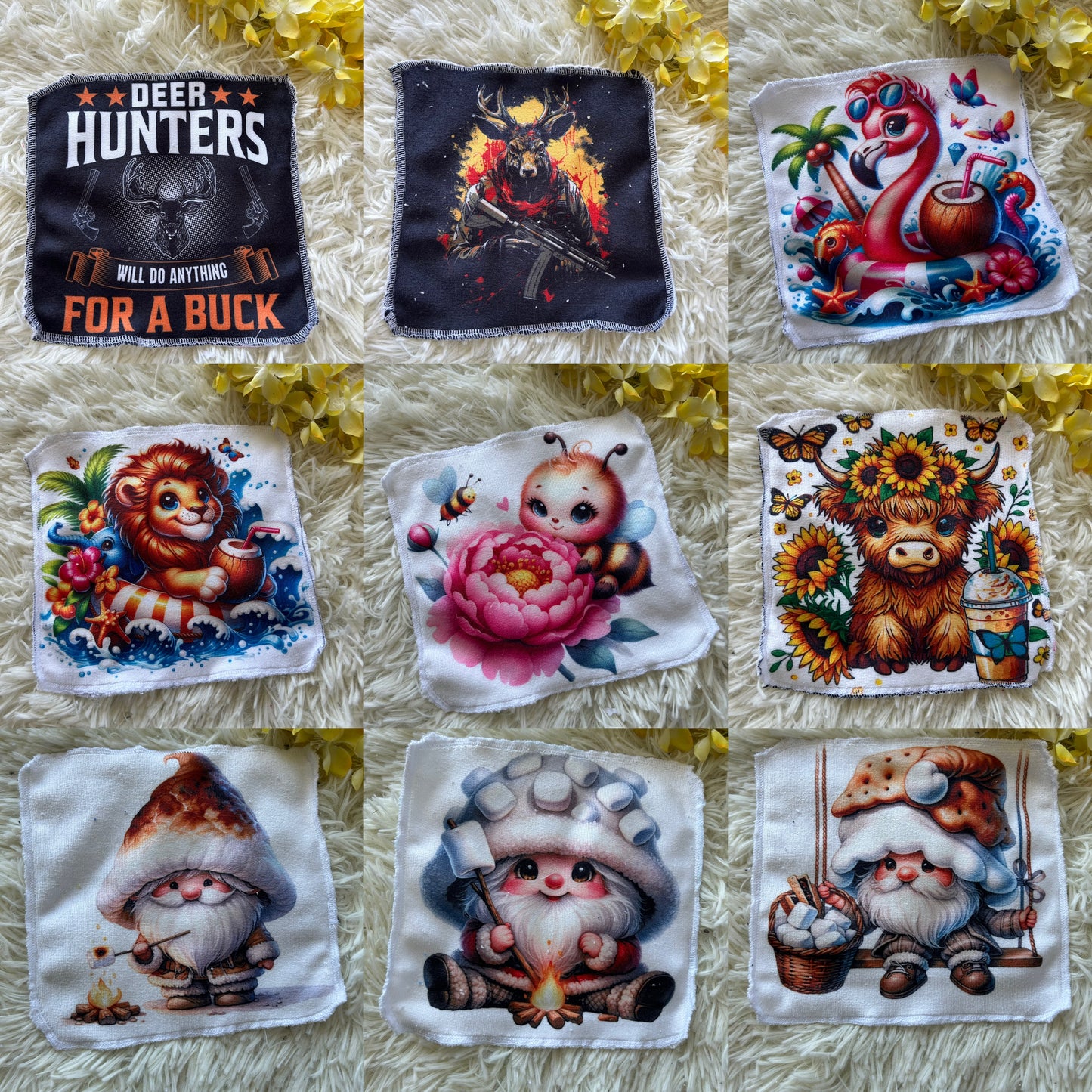 Débarbouillette animaux gnomes smores