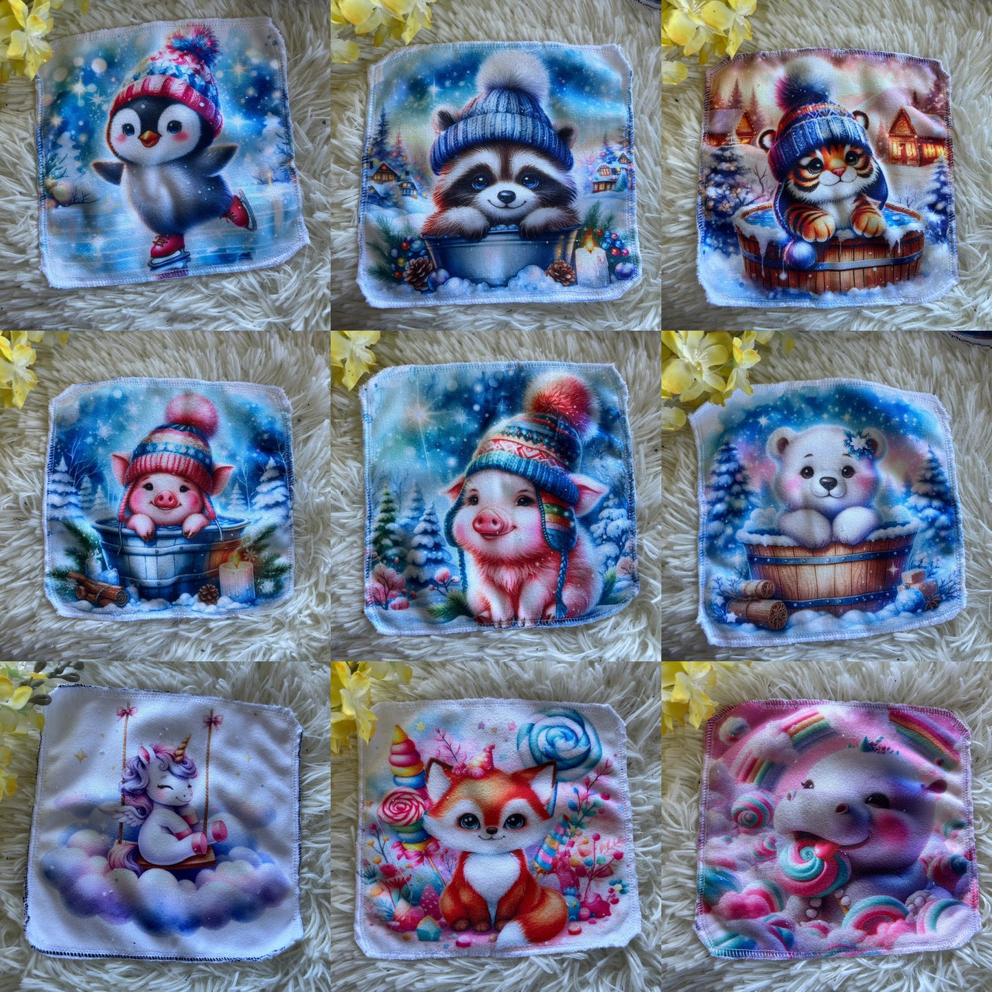 Débarbouillette animaux hivers