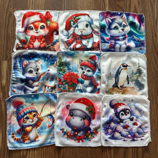 Débarbouillette  chien huski animaux noel