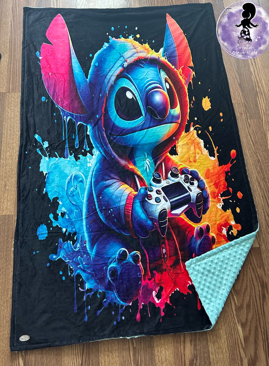 Doudou 40x60 extraterrestre bleu jeux video