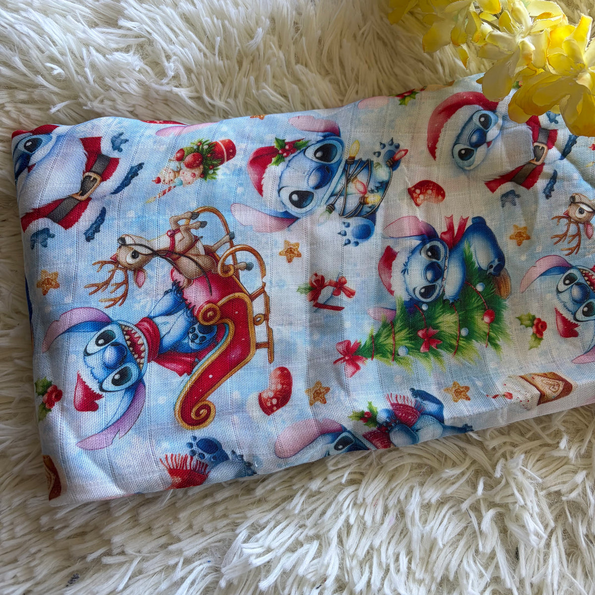 Mousseline de bambou extraterrestre bleu de noel