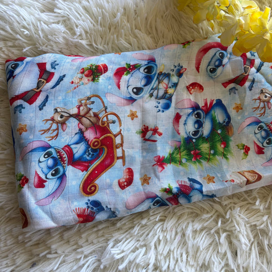 Mousseline de bambou extraterrestre bleu de noel