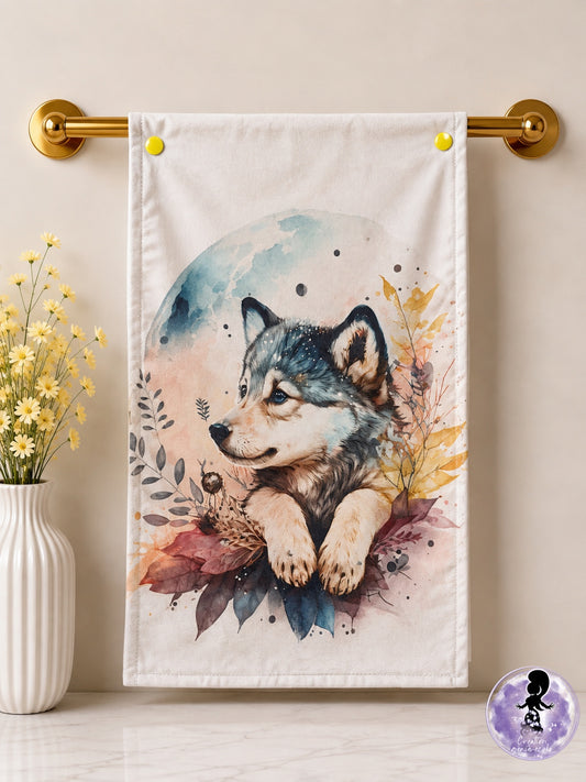 Serviette à main loup